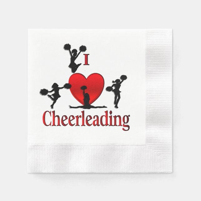 Unique I Heart Cheerleading Napkin (Front)