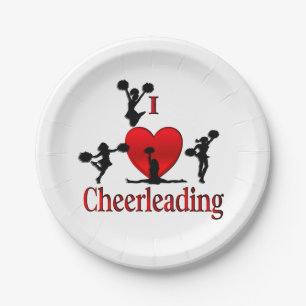 Unique I Heart Cheerleading Paper Plate