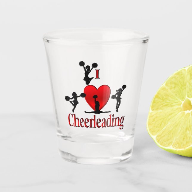 Unique I Heart Cheerleading Shot Glass (Front)