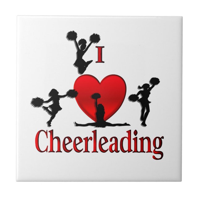 Unique I Heart Cheerleading Tile (Front)