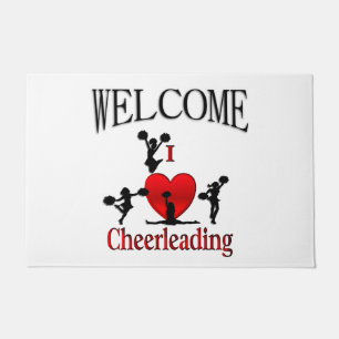 Unique I Heart Cheerleading Welcome Doormat