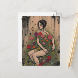 Unique In the Secrect Garden Mixed Media Postcard