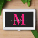 Unique Initial Name l Bold Pink & Black Typography Business Card Holder<br><div class="desc">A unique initial name business card case featuring bold pink and black typography. The personalised initials are displayed in a modern,  eye-catching font,  creating a stylish and professional look. Perfect for carrying and organising your business cards with a personal touch.</div>