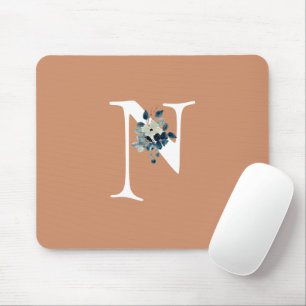 Unique initial with floral minimal pretty design mouse pad