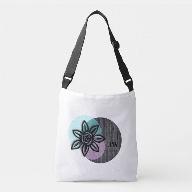 Unique Initialled Brushed Polyester Floral Tote Ba (Front)