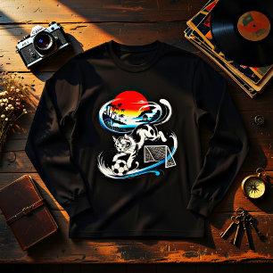 Unique Japanese Soccer Cat Gift for Anime & Footba Tri-Blend Shirt