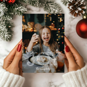 Unique Joy Calligraphy  Photo Christmas Card