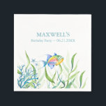 Unique Kids Birthday Napkins Under The Sea<br><div class="desc">These custom baby shower napkins feature a watercolor tropical fish in colourful rainbow shades. Use the template fields to enter your custom text. A cute yet whimsical choice for baby showers. To see the complete theme visit www.zazzle.com/dotellabelle

Original watercolor art by Victoria Grigaliunas</div>