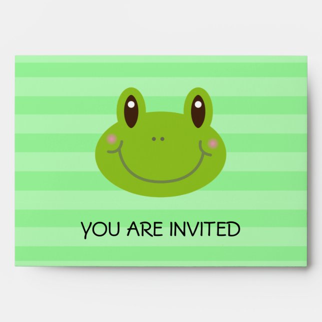 Unique Kids Birthday Party Frog Theme Envelope (Front)