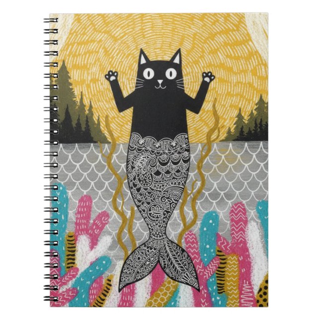 Unique Kitty Mermaid Notebook (Front)