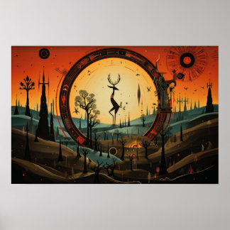 Unique Kokopelli Abstract  Poster