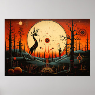 Unique Kokopelli Abstract Poster