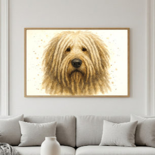 Unique Komondor Watercolor Portrait Poster