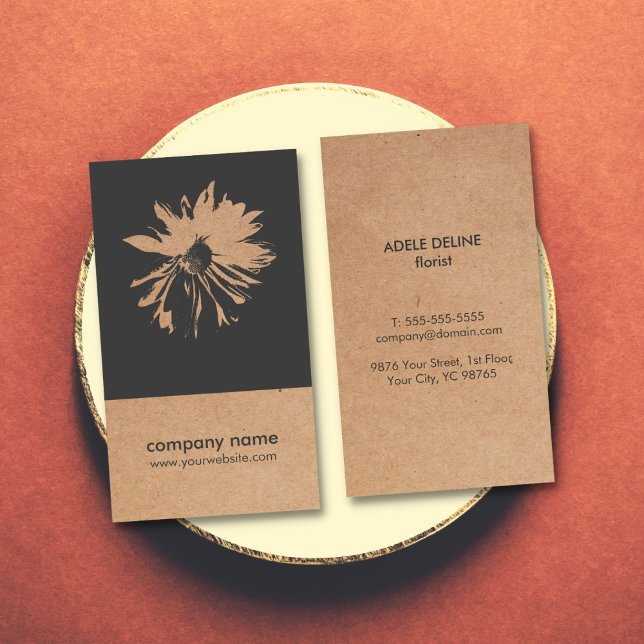 Unique Kraft Paper (printed) Flower Pattern Floral Business Card (Creator Uploaded)