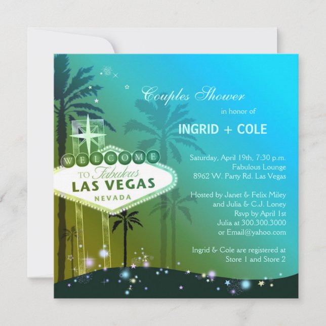 Unique Las Vegas Wedding Couples Shower Invitation (Front)