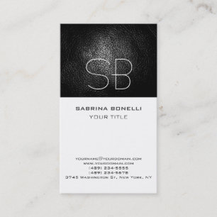 Unique Leather Effect Monogram White Business Card