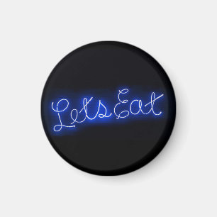 Unique Let's Eat Vintage Neon Sign in Blue Magnet