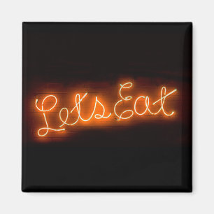 Unique Let's Eat Vintage Neon Sign in Orange Magnet