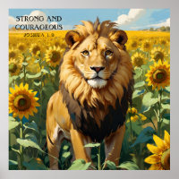 Unique Lion in Yellow Sunflower Field Faith