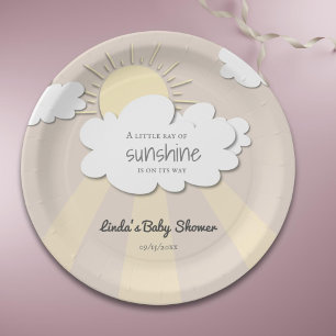 Unique Little Sunshine Neutral Baby Shower Paper Plate