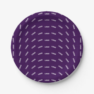 Unique Logo or Any Uploaded Image Pattern Purple Paper Plate