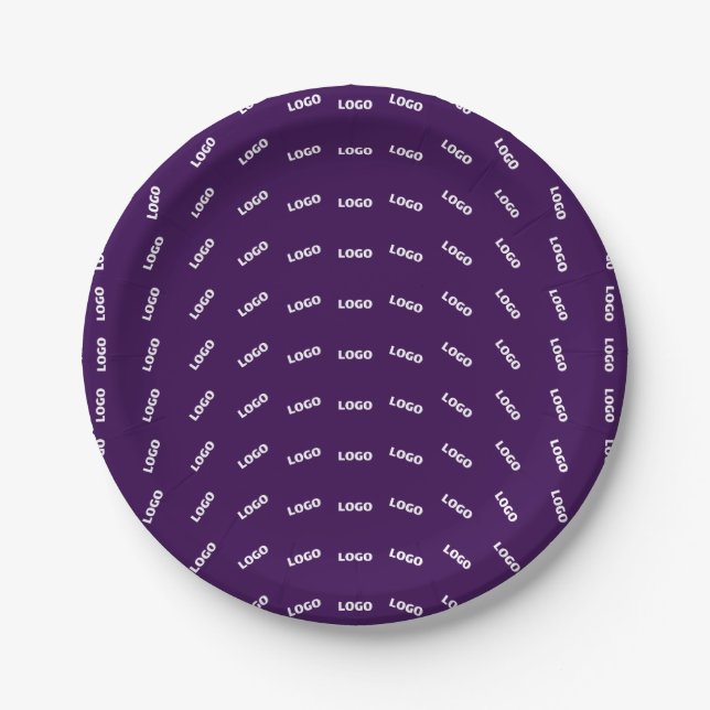 Unique Logo or Any Uploaded Image Pattern | Purple Paper Plate (Front)