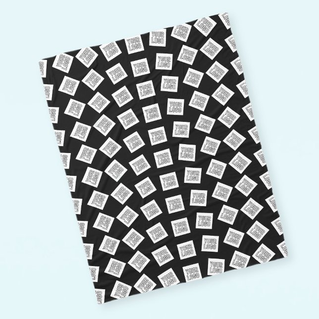 Unique Logo or Image Pattern | Black (editable) Fleece Blanket (Creator Uploaded)