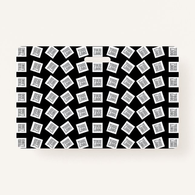 Unique Logo or Image Pattern | Black (editable) ID Badge (Front)