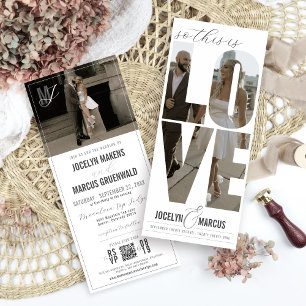 Unique Love Photo Typography Modern 4x9 Wedding Invitation