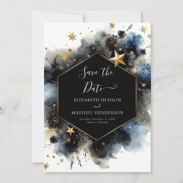 Unique Lovely Celestial Wedding Save The Date (Front)
