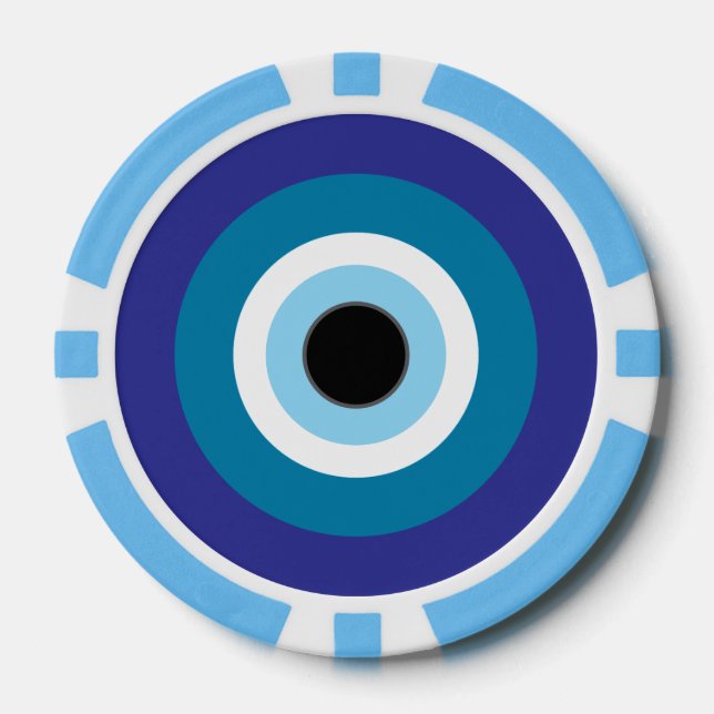 Unique Lucky Blue Evil Eye Poker Chips (Front)