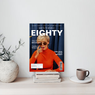 Unique Magazine 80th Birthday Custom Photo Invitation