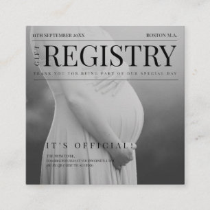 Unique Magazine Photo Baby Shower Gift Registry Enclosure Card