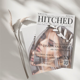 Unique Magazine Style Editorial Photo Wedding Invitation