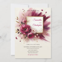 Unique magenta flowers and gold frame wedding