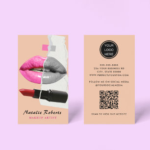 Unique Makeup Artist Lipsense Qr Code Logo  Business Card
