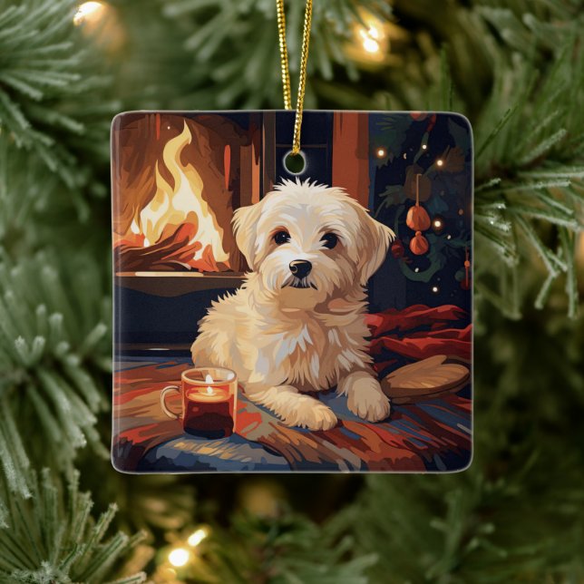 Unique Maltese Christmas, Gift For Dog Lovers Ceramic Ornament (Tree)