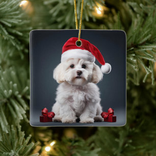 Unique Maltese Christmas, Gift For Dog Lovers Ceramic Ornament