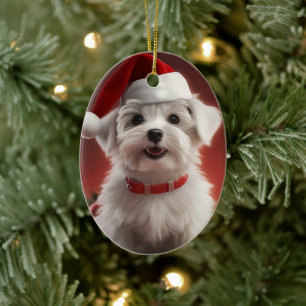 Unique Maltese Christmas, Gift For Dog Lovers Ceramic Tree Decoration