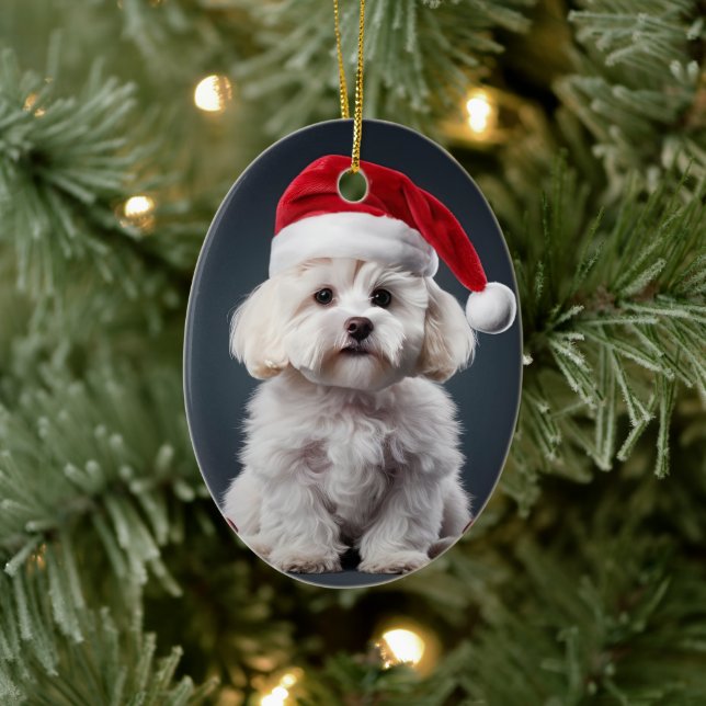 Unique Maltese Christmas, Gift For Dog Lovers Ceramic Tree Decoration (Tree)