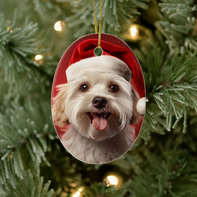 Unique Maltese Christmas, Gift For Dog Lovers Ceramic Tree Decoration (Tree)