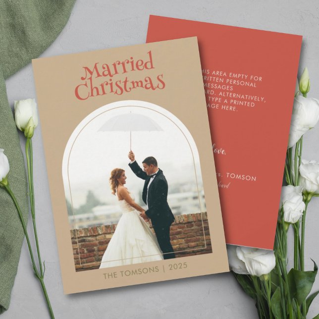 Unique Married Christmas Wedding Thank you Photo Holiday Card (Creator Uploaded)