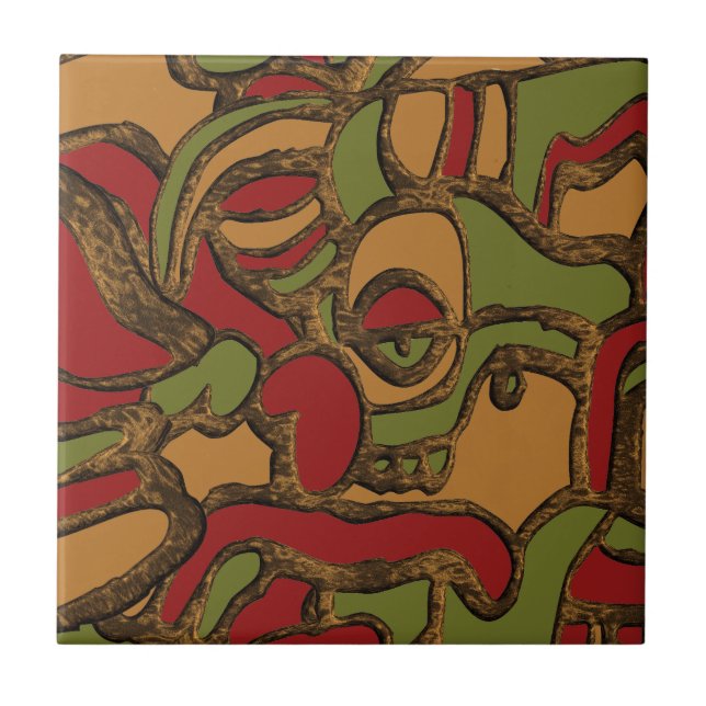 Unique Mayan Hieroglyphs Design Tile (Front)