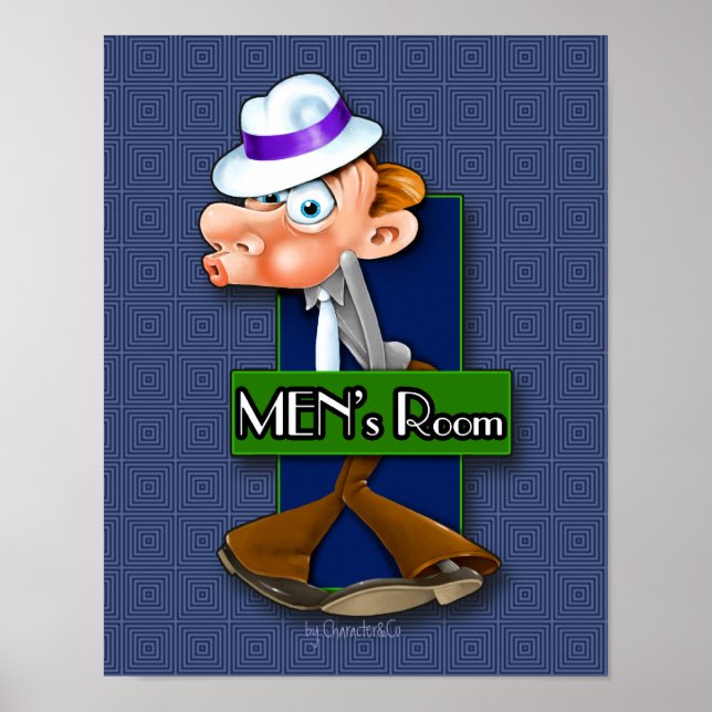 Unique Men's Room sign in vintage 1920 theme (Front)