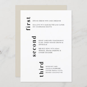 Unique Minimal Beige Vertical Text Wedding Menu