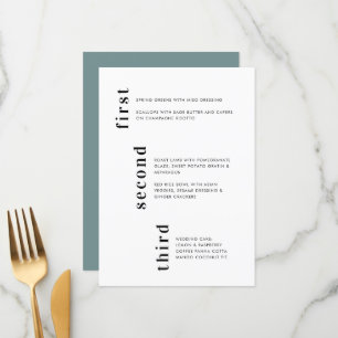 Unique Minimal Turquoise Vertical Text Wedding Menu