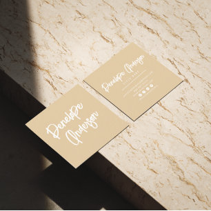 Unique Minimalist Cream Neutral Boho Chic Modern Square Business Card