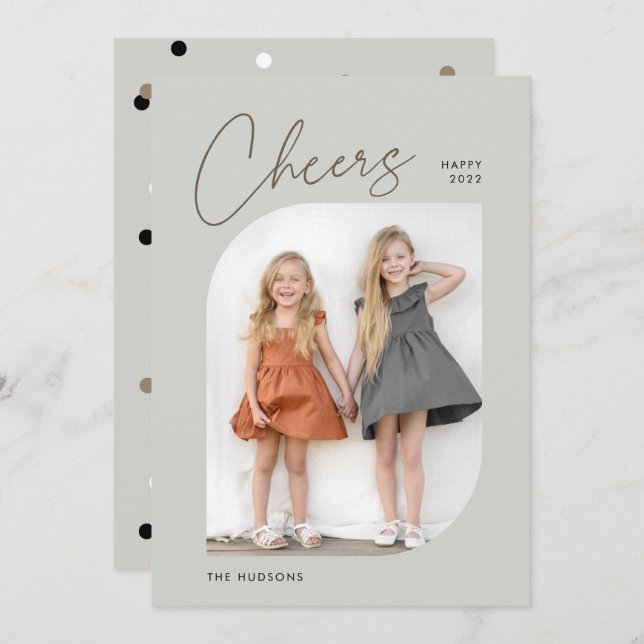 Unique Modern Arch Photo Cheers to 2022 New Year H Holiday Card (Front/Back)