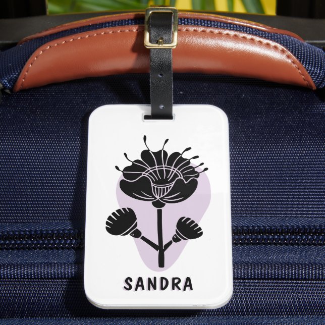 Unique Modern Artistic Personalised Floral  Luggage Tag (Front Insitu 2)