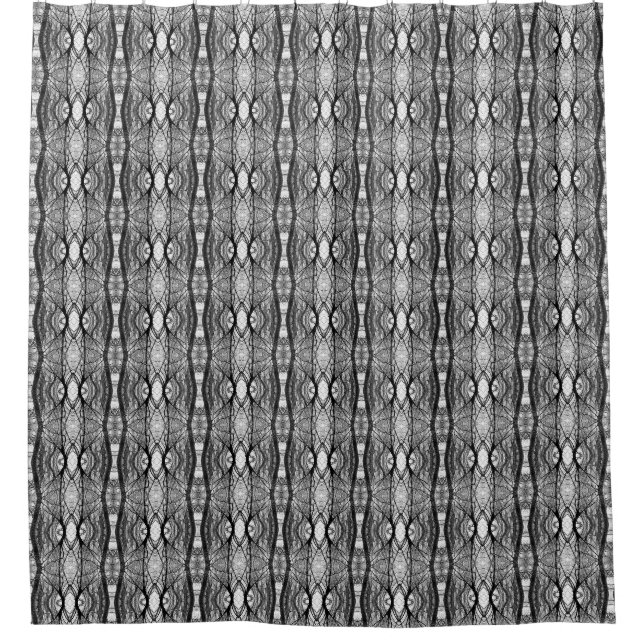 Unique Modern Black and White Shower Curtain (Front)